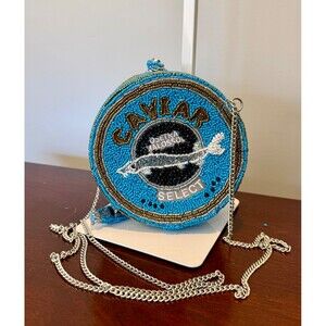 New Release Handcrafted in India Blue Caviar Tin Beaded Bag Viral TikTok
